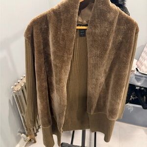 CENY Brown Faux Fur Cardigan